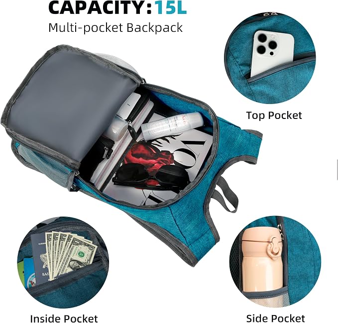 Xgunion Hiking Backpack 10L Small Travel Lightweight Daypack Foldable Hiking - Image 3