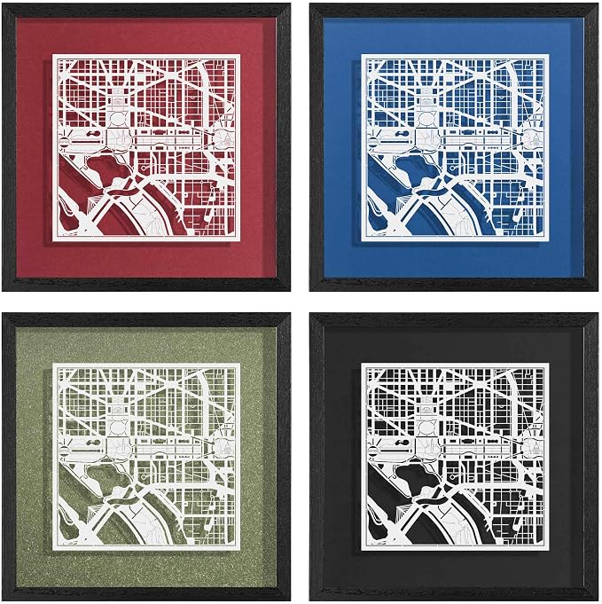 O3 Design Studio Washington D.C. Cut Map Framed, 9x9 inches, Paper Cutting Art - Image 3