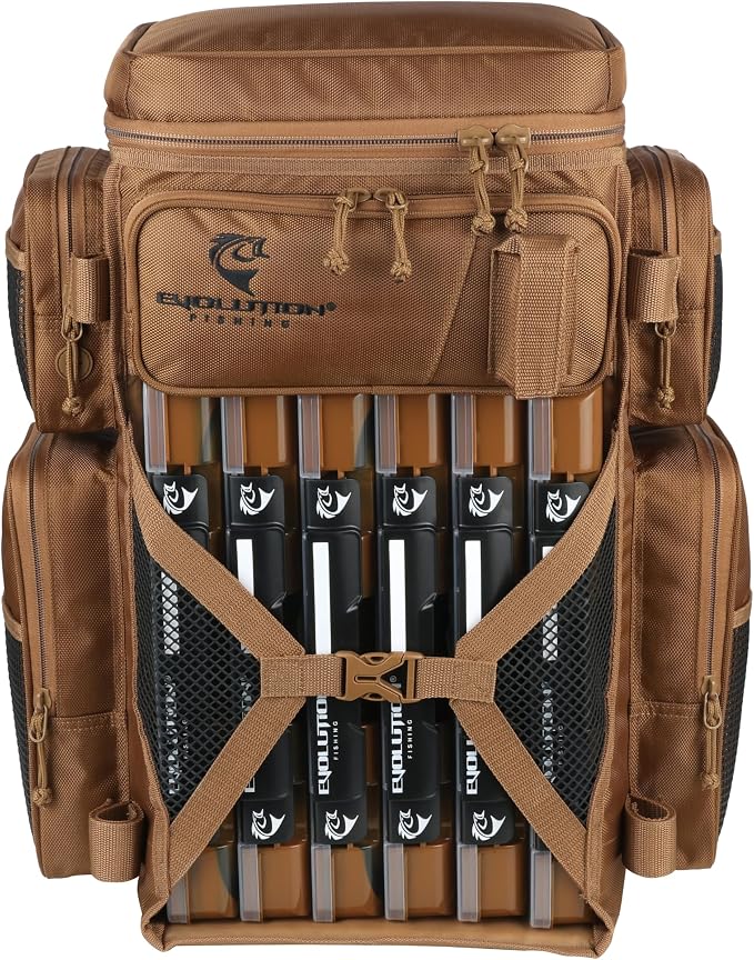 Evolution Fishing Drift Series Tackle Backpack, Outdoor Rucksack w/ 6 Fishing - Image 2