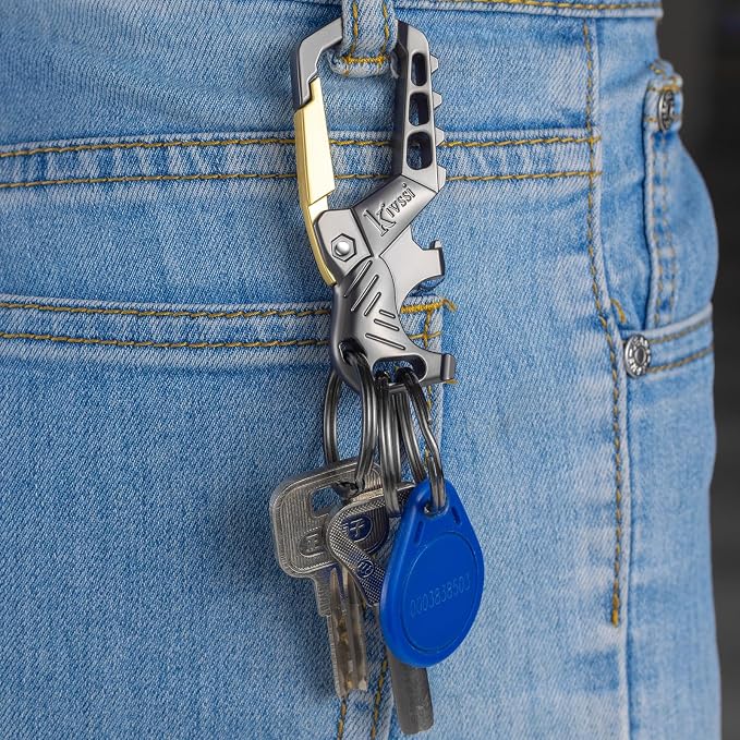 Kivssi Heavy duty metal keychains, Carabiner clip Car key chains, Fashion - Image 3