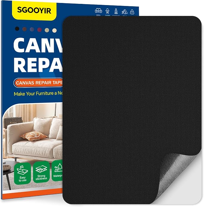 Self-Adhesive Canvas Repair Tape, 8.3" x 11" Waterproof Canvas Repair Patch by Sgooyir