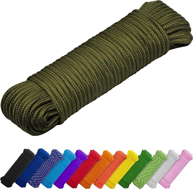 TECEUM Rope – 150 Feet x 1/4 Inch – Army Green – Strong All-Purpose Utility by TECEUM