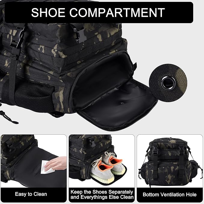 LHI Military Tactical Backpack for Men and Women 45L Army 3 Days Assault Pack - Image 7