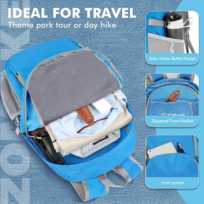 ZOMAKE Lightweight Packable Backpack 30L, Foldable Hiking Backpacks Water - Image 4