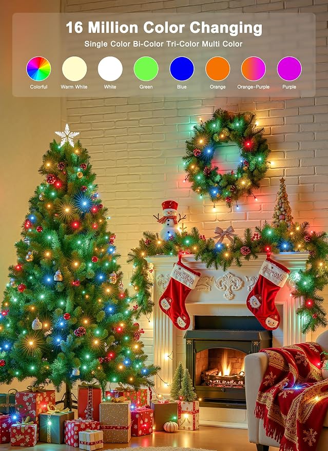 Minetom LED Color Changing Smart RGB Christmas Tree Lights, 198ft 600LED String - Image 2
