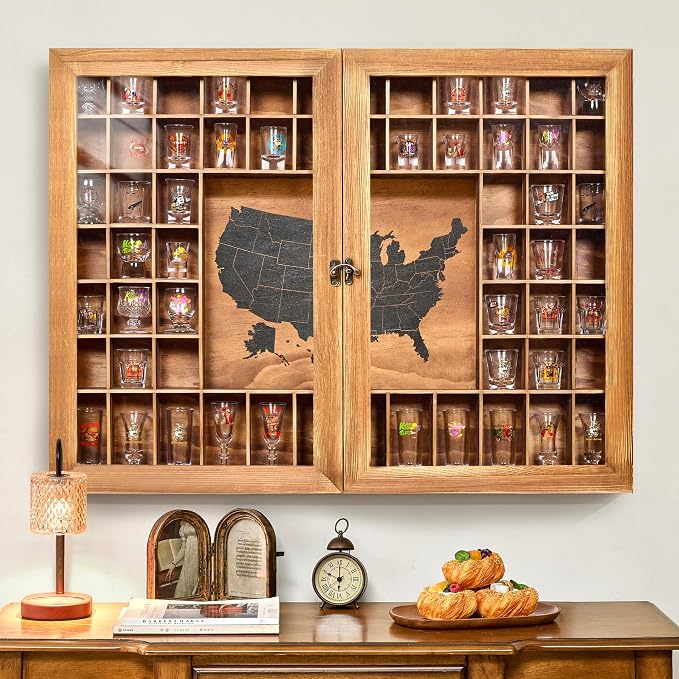 Large Map Shot Glass Display Case 60 Slots by WelcometoTristcily