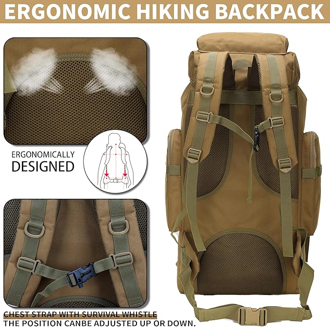 Hiking Backpack for Men 70L/100L Camping Backpack Military Rucksack Molle 3 - Image 5