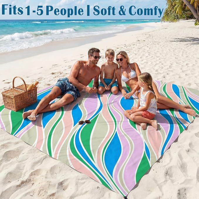 Famstar Beach Blanket Oversized Extra Large 78" X 81", Waterproof Sandproof - Image 4