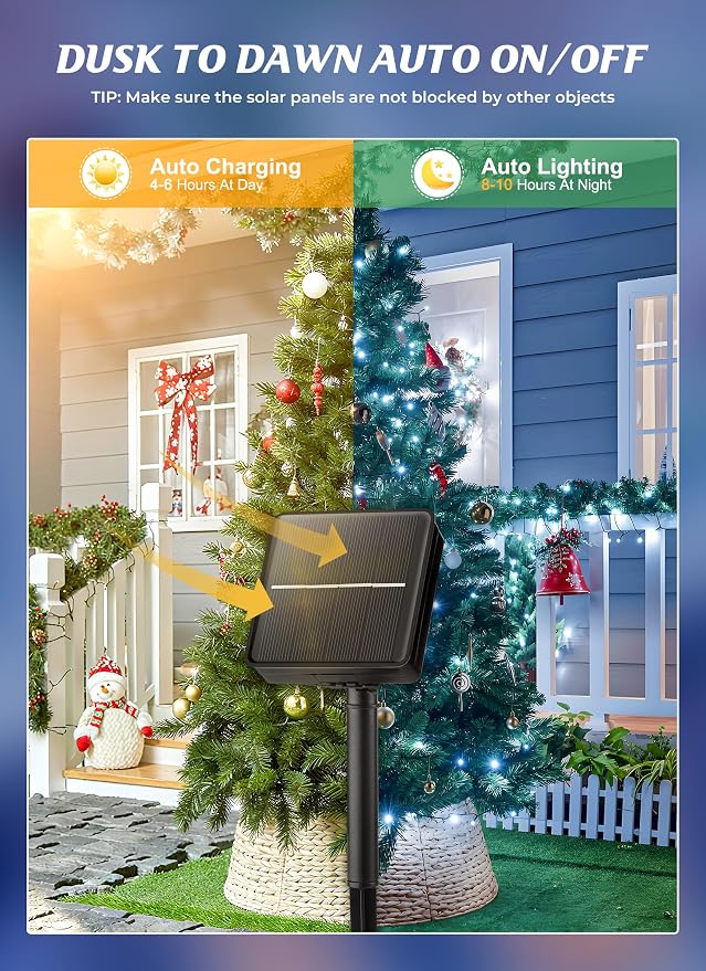 Brightown Solar String Lights Outdoor, 2 Pack Total 80FT 200 LED Solar Powered - Image 2