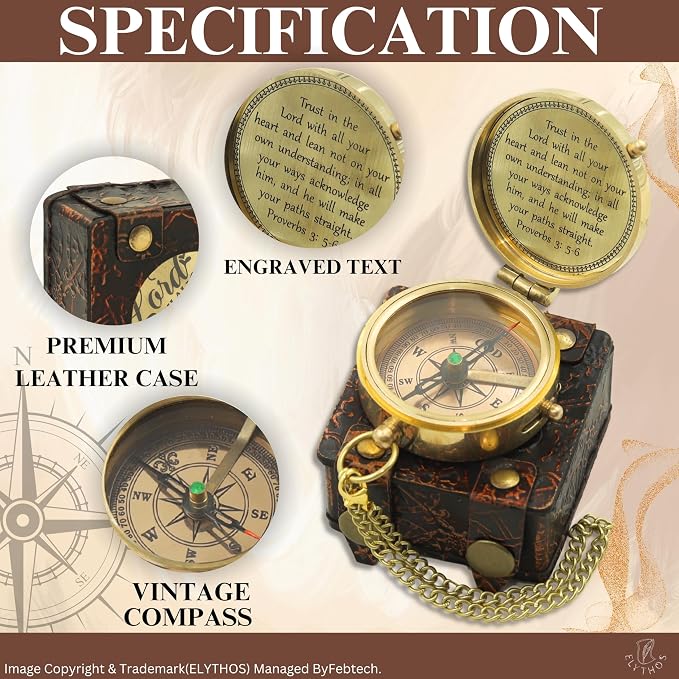 Handmade Brass Antique Compass - Image 4