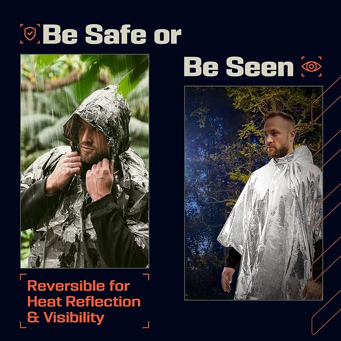 PREPARED4X Emergency Mylar Poncho – Survival Rain Poncho - Image 4