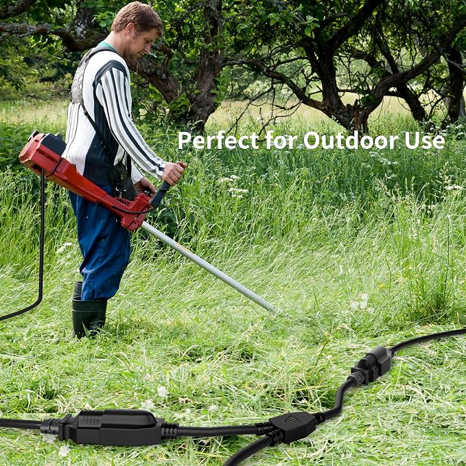 2 Way Power Cord Splitter Cable 15 Ft-3 Prong 1 to 2 Extension Cord-Outlet - Image 2