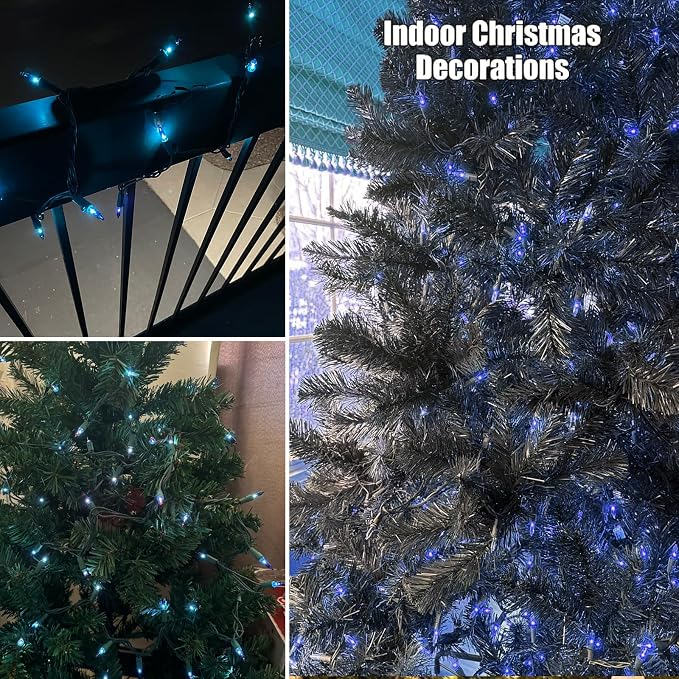 HISHINY Christmas Lights 100 Count Blue Christmas Tree String Lights - Image 5