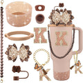 9PCS Brown for Stanley Cup Accessories Set Bling Initials Bow Charms for by Unknown
