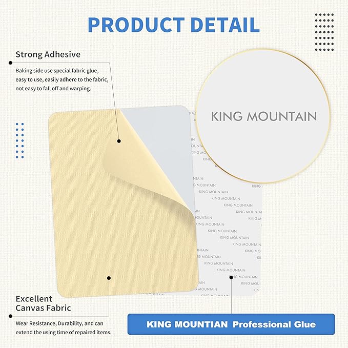KING MOUNTAIN Canvas Repair Patch 5×8 Inch Self-Adhesive Waterproof Fabric Patch - Image 3