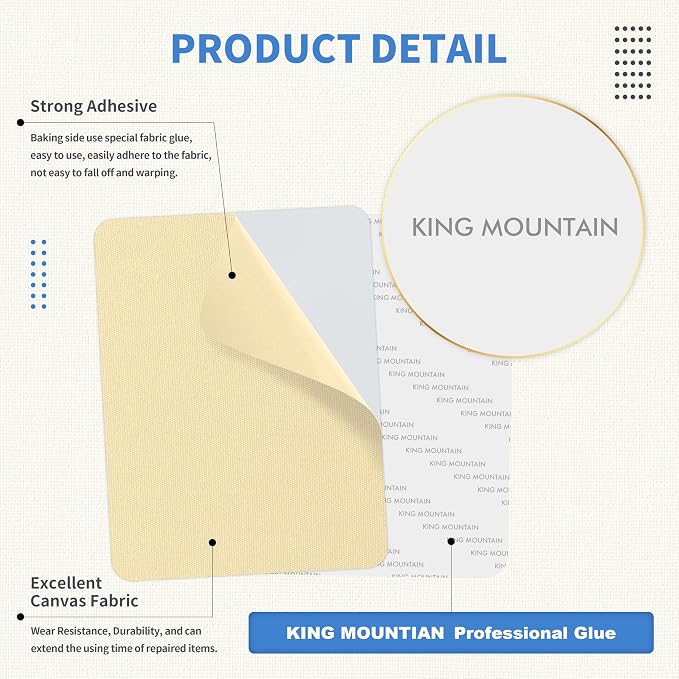 KING MOUNTAIN Canvas Repair Patch 9 x11 Inch 4 Pcs Self-Adhesive Waterproof - Image 3