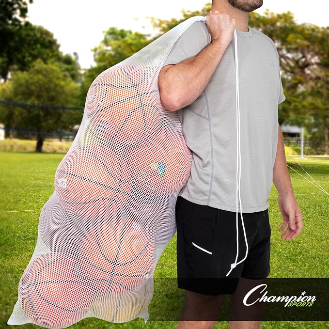 Champion Sports Mesh Equipment Bag – Heavy-Duty Nylon Drawstring Bag - Image 4