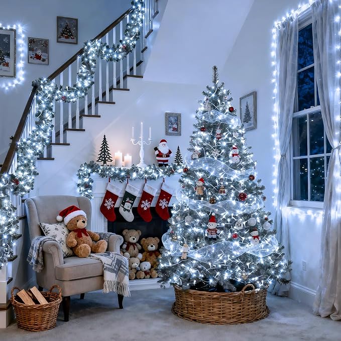 JMEXSUSS 66ft 200 LED White Christmas Lights Indoor Outdoor, Connectable String - Image 2
