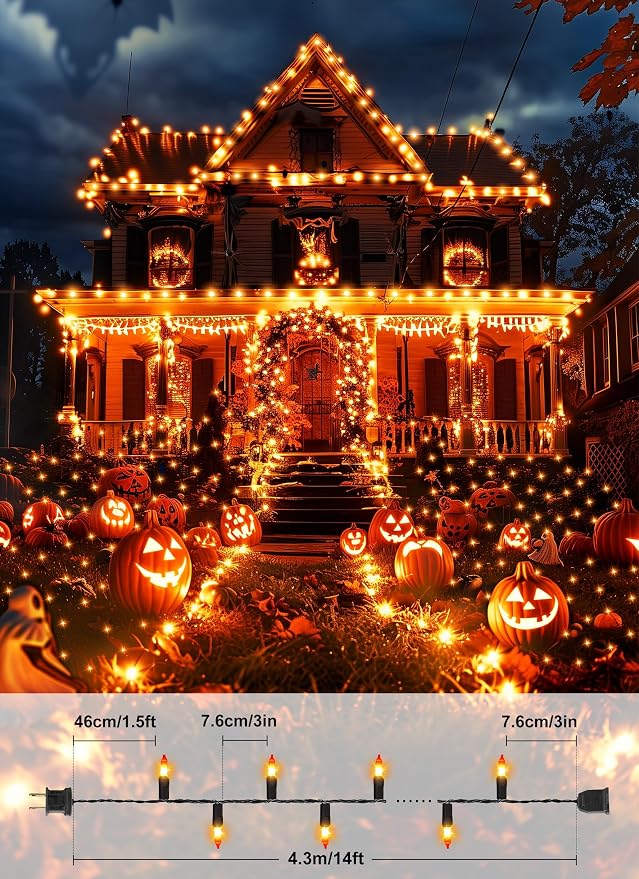 2 Pack Orange Halloween Mini Lights, 13 Feet 50 Count Totally 100 Count - Image 3