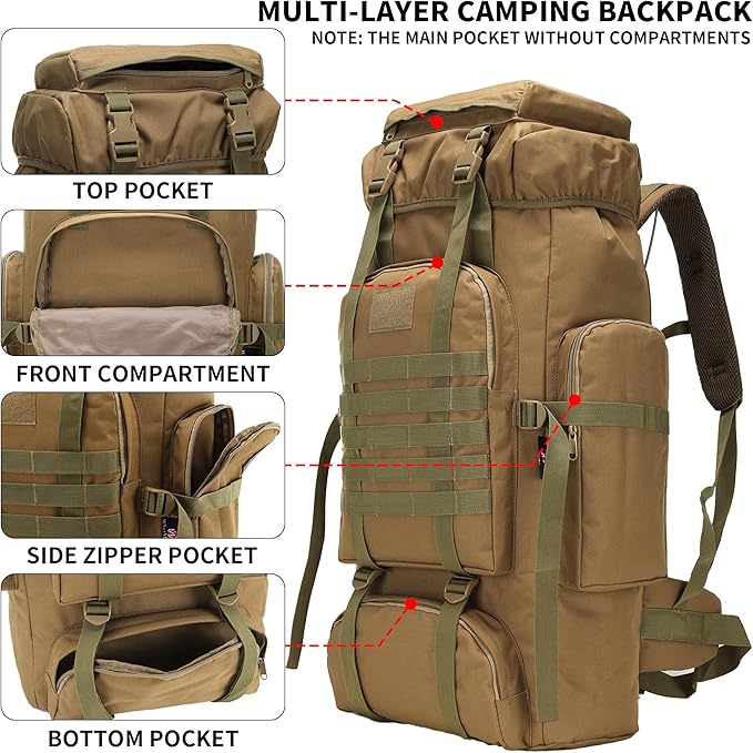 Hiking Backpack for Men 70L/100L Camping Backpack Military Rucksack Molle 3 - Image 3