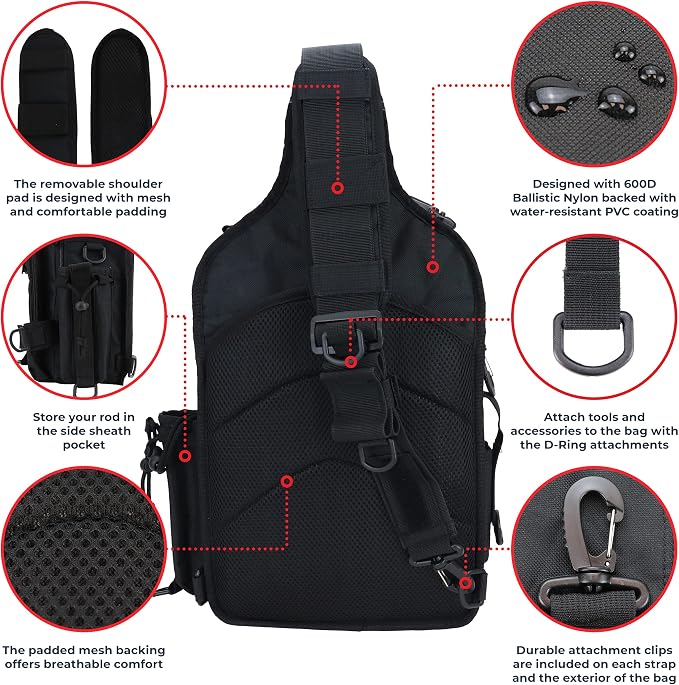 OSAGE RIVER Deluxe Tackle Sling Fishing Bag - Image 4