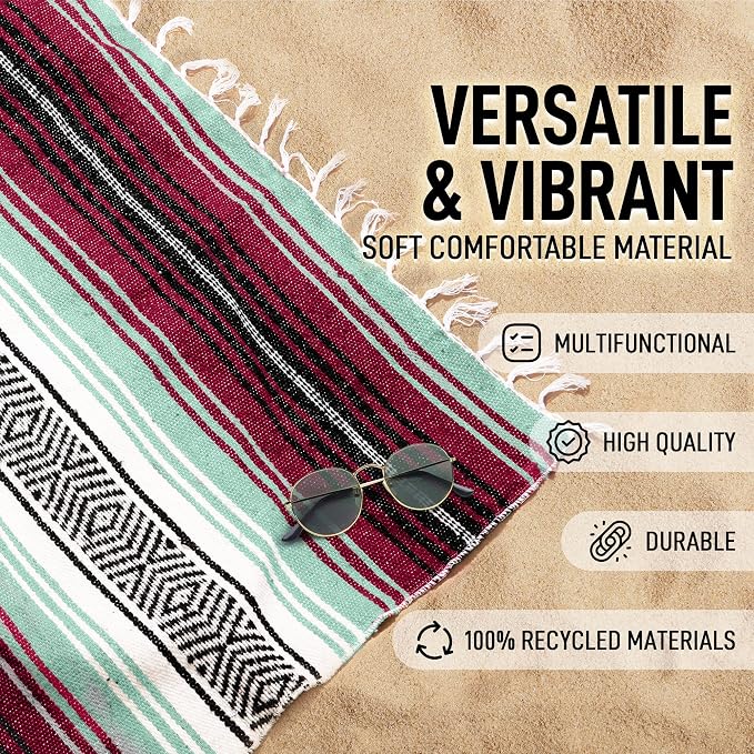 Hydration Nation Authentic Large Handwoven Mexican Blanket - Image 2