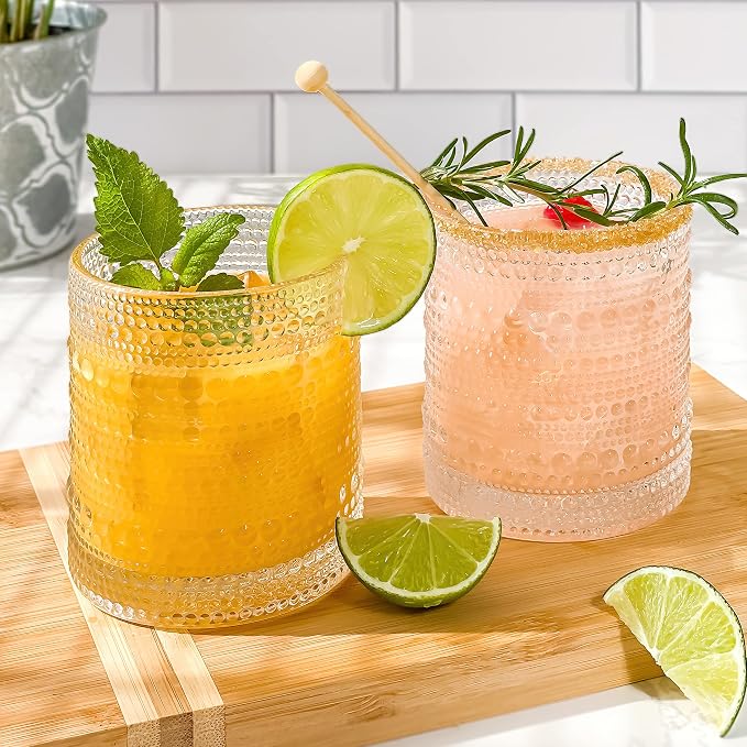 Kate Aspen Beaded Drinking Glasses Set of 6, 10 oz Retro Vintage Glassware - Image 3