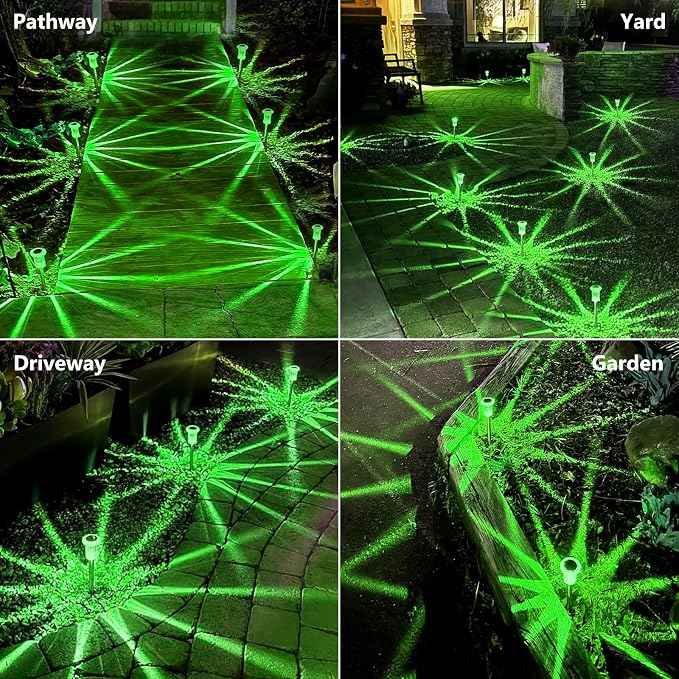 Solar Lights Outdoor 10 Pack Solar Pathway Lights Green Halloween Decorations - Image 5
