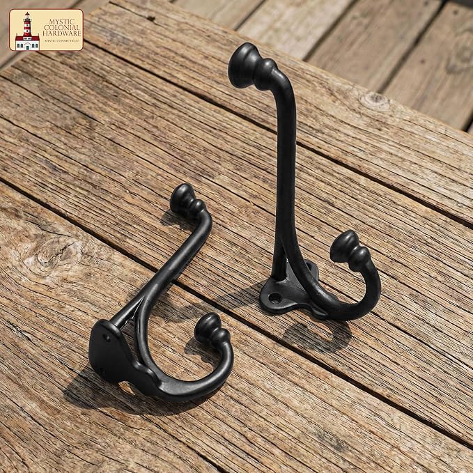 Mystic Colonial Rustic Cast Iron Wall Hooks Heavy Duty Retro Utility Hooks - Image 5