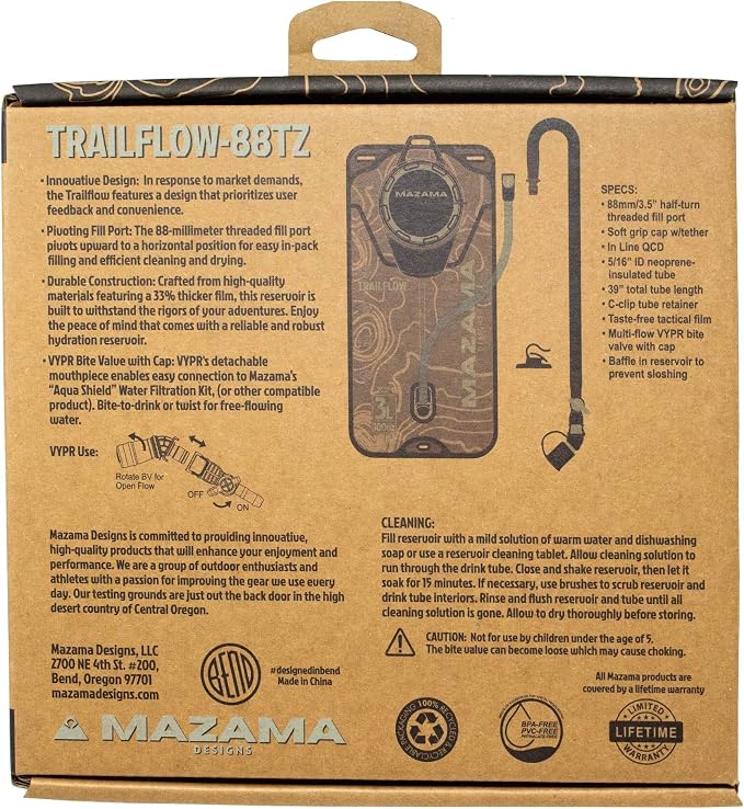Trailflow-88TZ Hydration Bladder by Mazama Designs. Leakproof, Fits Most - Image 6