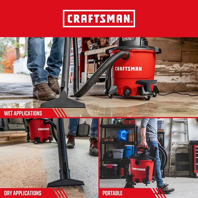 CRAFTSMAN CMXEVBE17590 9 Gallon 4.25 Peak HP Wet Dry Vac, Portable Shop Vacuum - Image 4