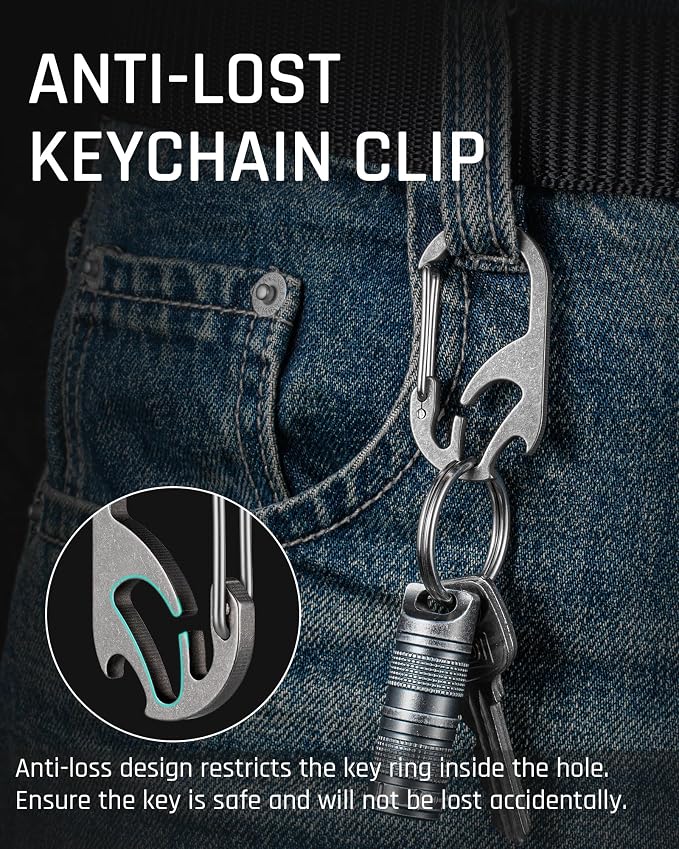 TISUR Titanium Carabiner Keychain Clip, Anti-Lost Key Ring Holder, Self-Locking - Image 5