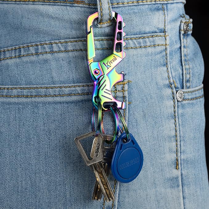 Kivssi Heavy duty metal keychains, Carabiner clip Car key chains, Fashion - Image 3