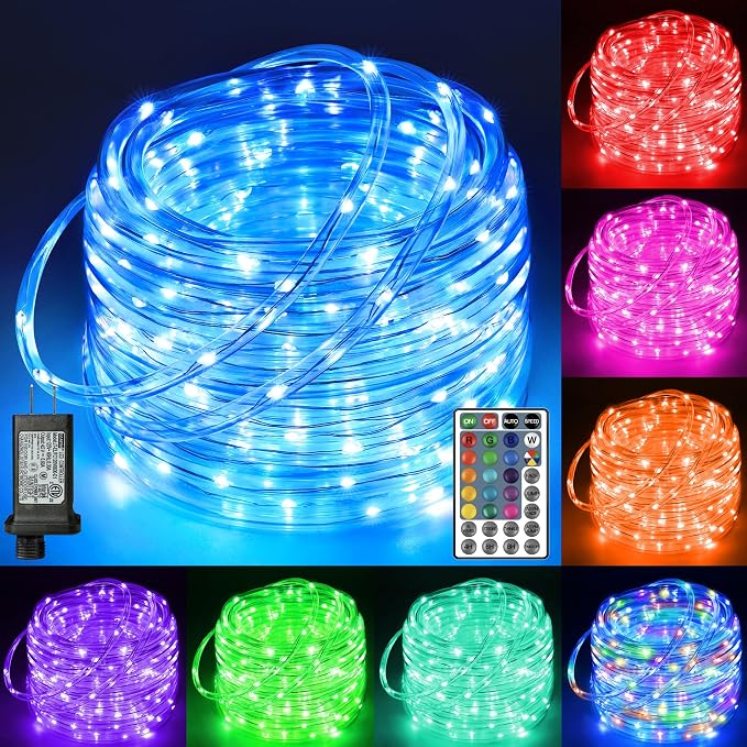 Ollny Rope Lights Outdoor Color Changing, 99FT 300 LED Waterproof Plug in by Ollny