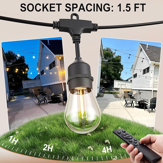 SUFEIMAS LED-Outdoor-String-Lights-Patio-Light-Outside 50FT Waterproof String - Image 4