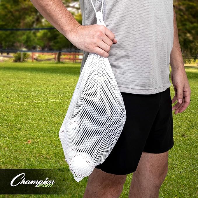 Champion Sports Mesh Equipment Bag – Heavy-Duty Nylon Drawstring Bag - Image 6