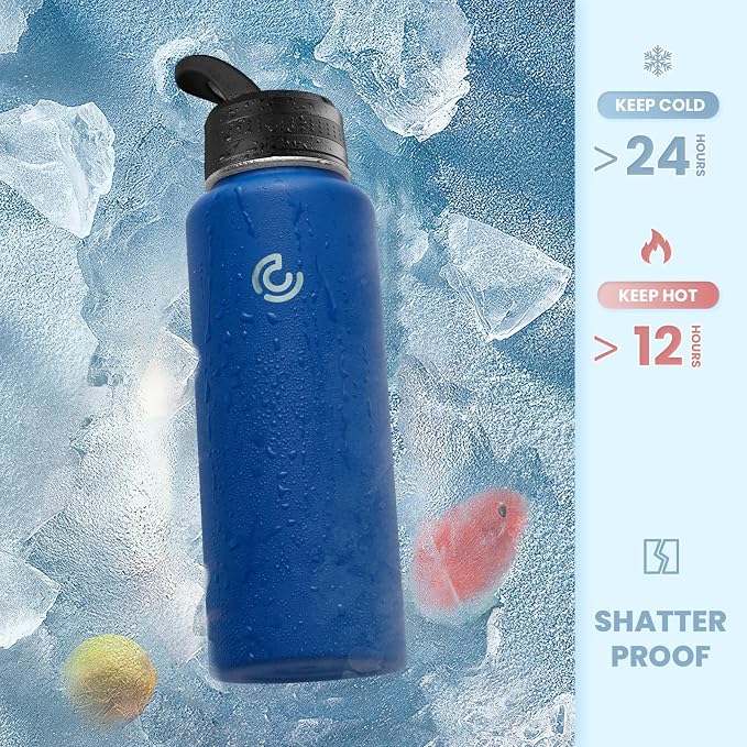 COKTIK 40oz Sports Water Bottle, Stainless Steel Water Bottle - Image 4