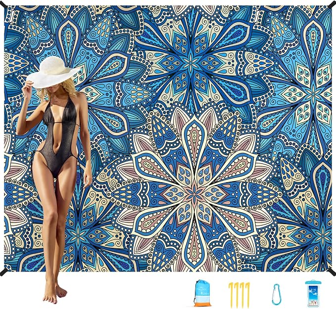 Famstar Beach Blanket Oversized Extra Large78 X 110", Waterproof Sandproof by Famstar