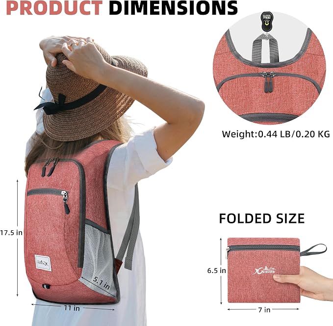 Xgunion Hiking Backpack 10L Small Travel Lightweight Daypack Foldable Hiking - Image 2