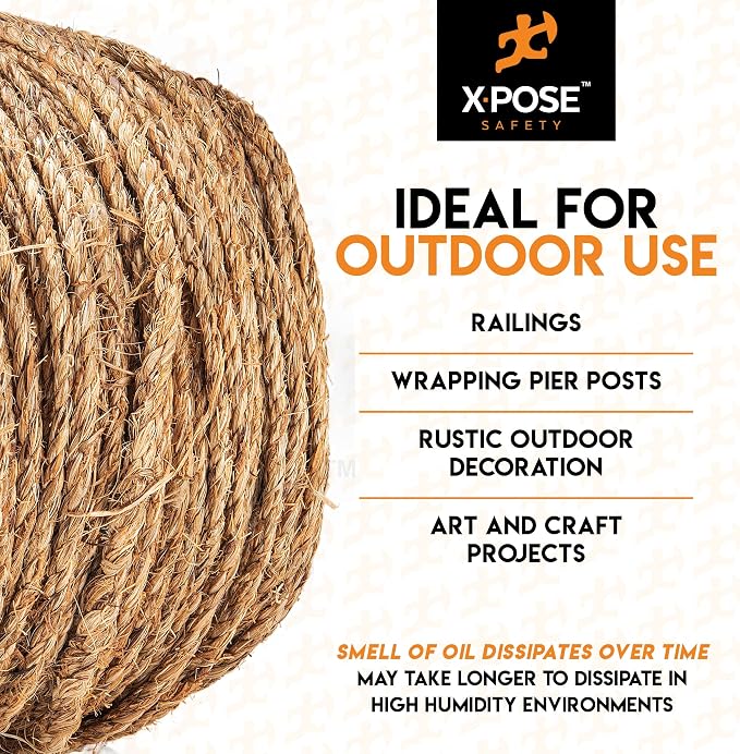 Manila Rope - 1/4 Inch 600' - 3 Strand Cordage Twisted Braided Rope - Thick - Image 6