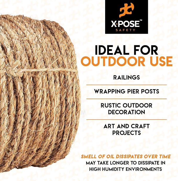 Manila Rope - 3/8 Inch 600' - 3 Strand Cordage Twisted Braided Rope - Thick - Image 6