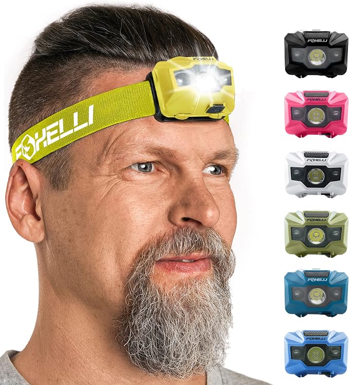 Foxelli USB‑C Rechargeable LED Headlamp – Ultra‑Light 2.4 oz & - Image 7