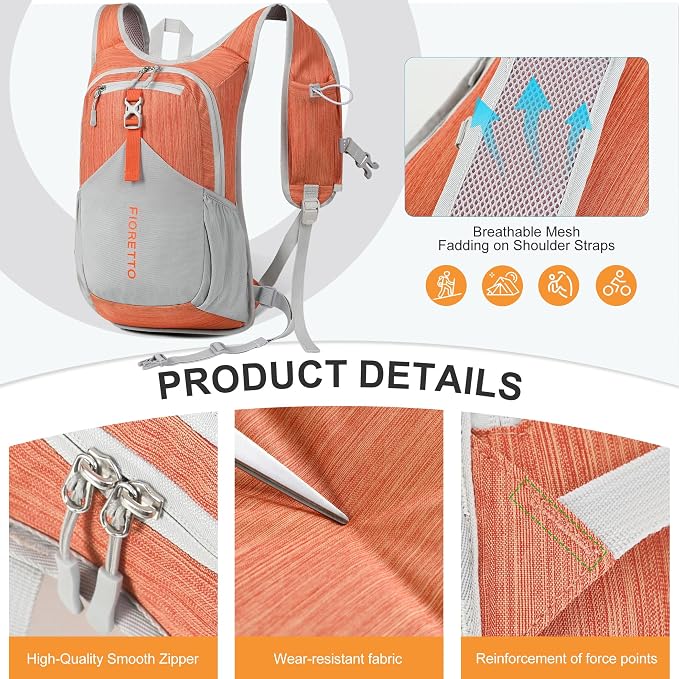 FIORETTO 20L Hiking Backpack for Women Men Mini Packable Backpack Lightweight - Image 7