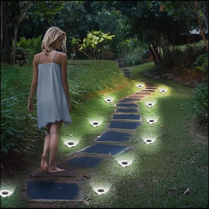 INCX Solar Ground Lights, 16 Pack Solar Lights Outdoor Waterproof, Solar Garden - Image 4