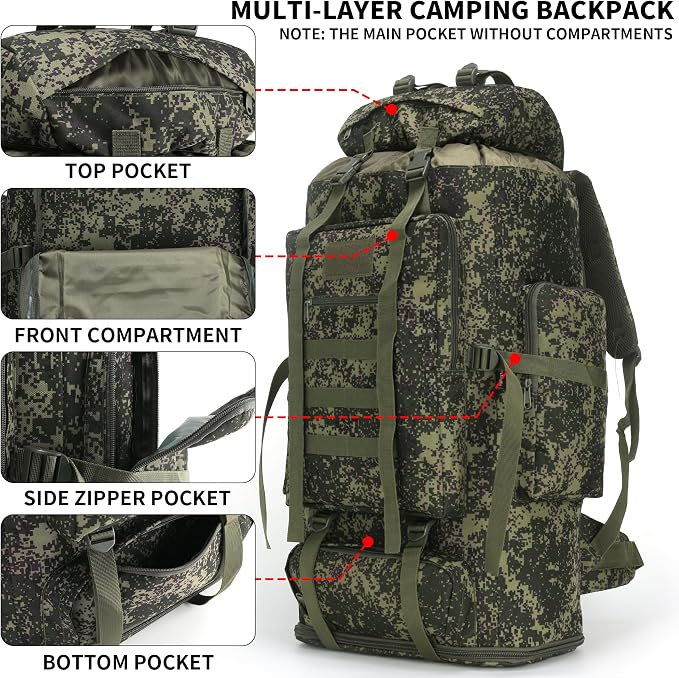 Hiking Backpack for Men 70L/100L Camping Backpack Military Rucksack Molle 3 - Image 3