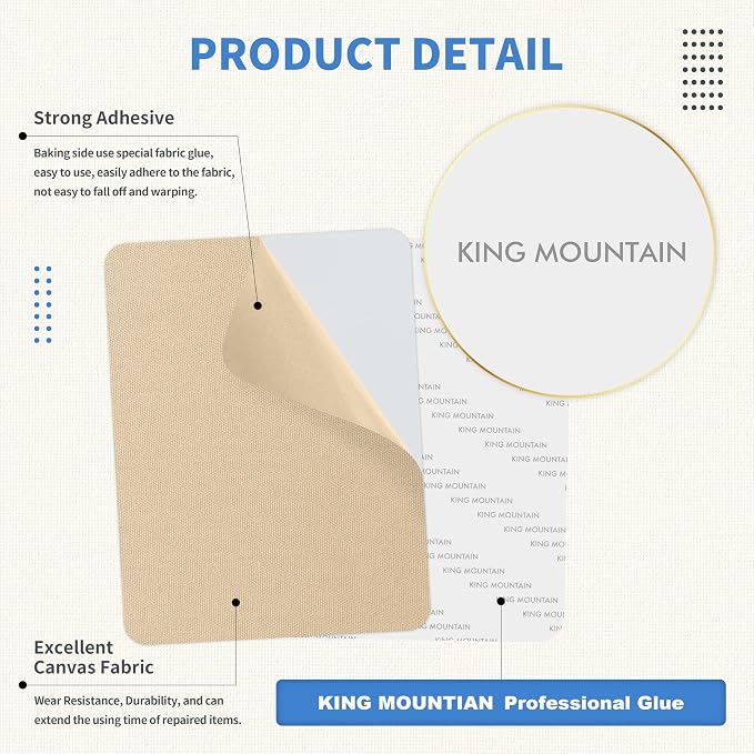 KING MOUNTAIN Canvas Repair Patch 9 x11 Inch 4 Pcs Self-Adhesive Waterproof - Image 3