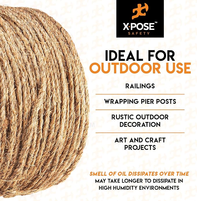 Manila Rope - 1/4 Inch 1200' - 3 Strand Cordage Twisted Braided Rope - Thick - Image 6
