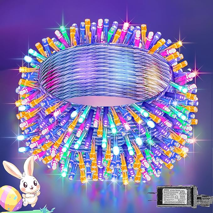 Dazzle Bright 300 LED Easter String Lights, 100 FT Colorful Connectable by DazzleBright