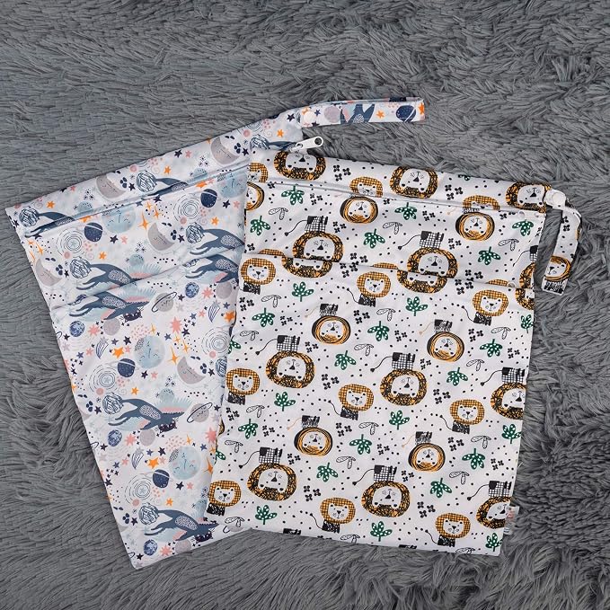 ALVABABY 2pcs Cloth Diaper Wet Dry Bags Waterproof Reusable - Image 7