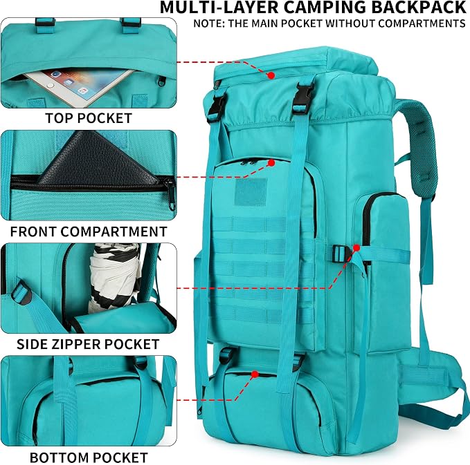 Hiking Backpack for Men 70L/100L Camping Backpack Military Rucksack Molle 3 - Image 3